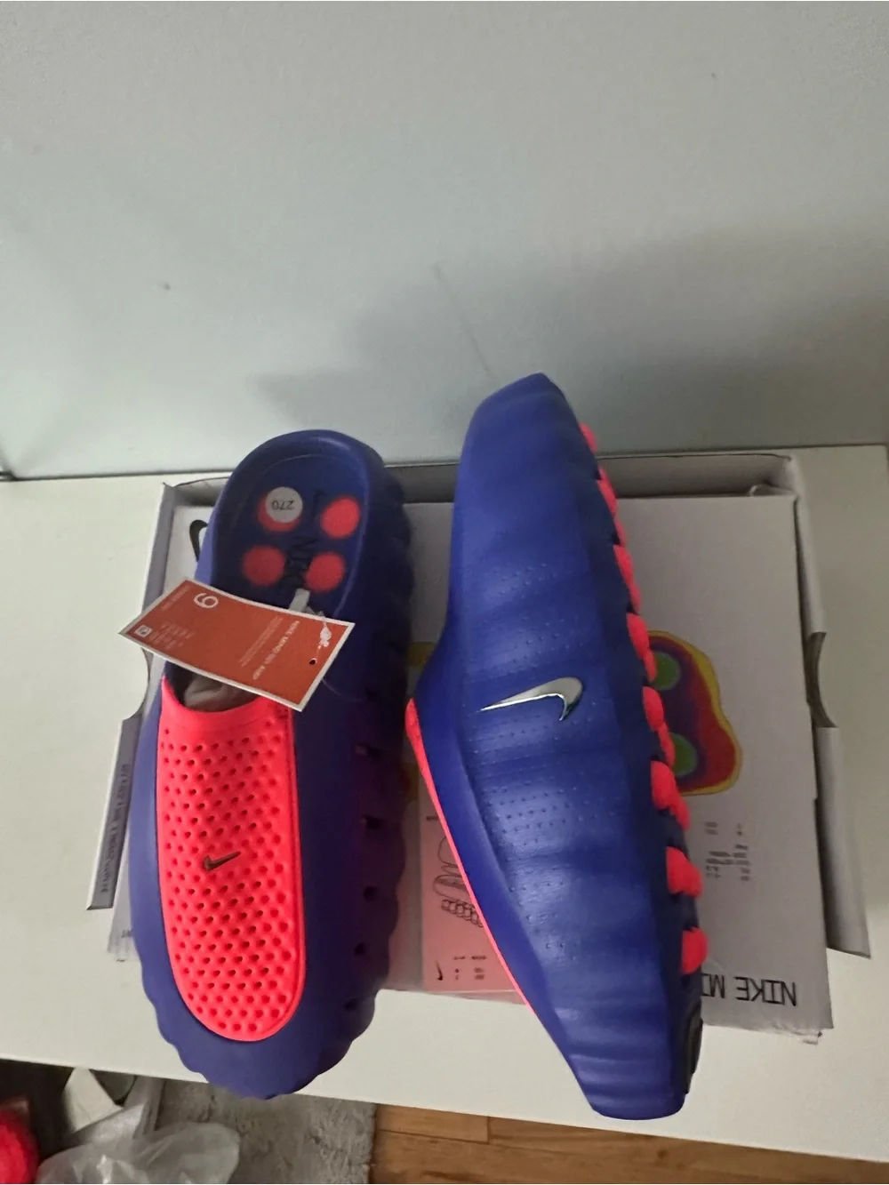 Nike Kids Slip-On Clogs in Blue with Pink Accents